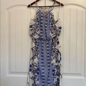 Blue and White Printed Maxi